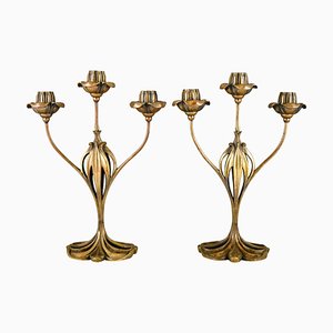 Art Nouveau Candelabra in Bronze by Georges De Feure, 1901, Set of 2-KTN-1782683