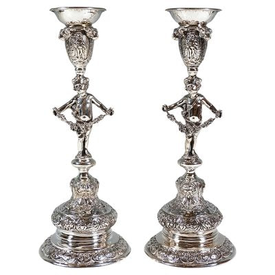 Art Nouveau Candlesticks with Putto, Vienna, 1890s, Set of 2-EMT-1763723