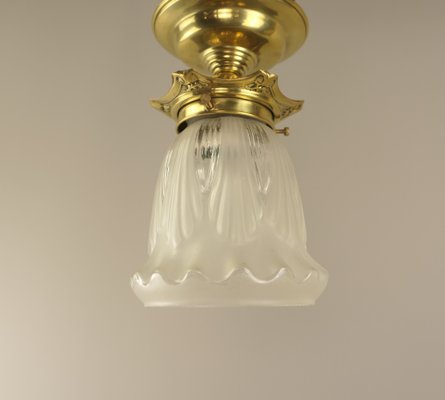 Art Nouveau Ceiling Lamp in Brass and Glass, France, 1915-KDB-1769162