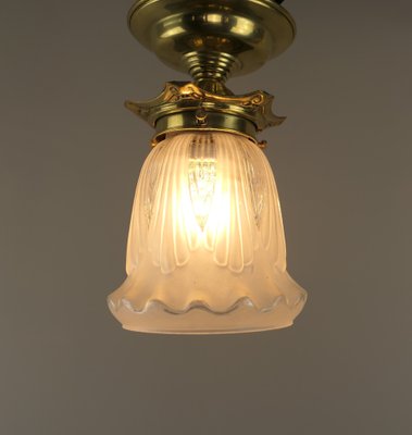 Art Nouveau Ceiling Lamp in Brass and Glass, France, 1915-KDB-1769162