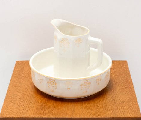 Art Nouveau Ceramic Wash Bowl and Pitcher Set, 1900s, Set of 4-MY-989227