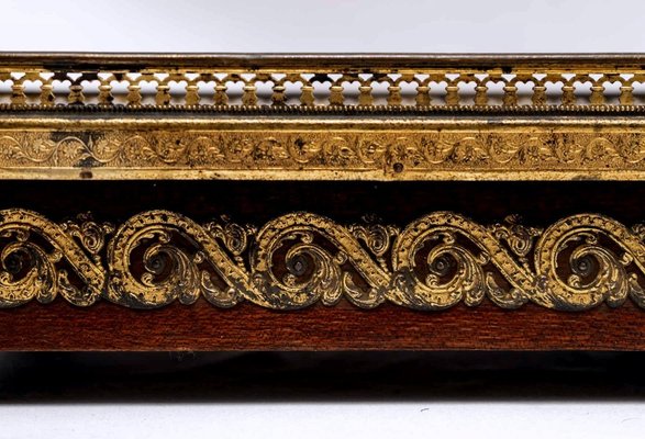 Art Nouveau Ceremonial Tea Tray in Exotic Wood and Brass, Vietnam-UQL-1789769