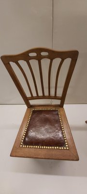 Art Nouveau Chairs in Oak with Original Leather Seat, Set of 2-JG-1742214