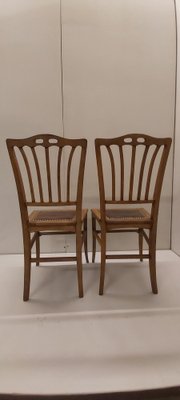 Art Nouveau Chairs in Oak with Original Leather Seat, Set of 2-JG-1742214