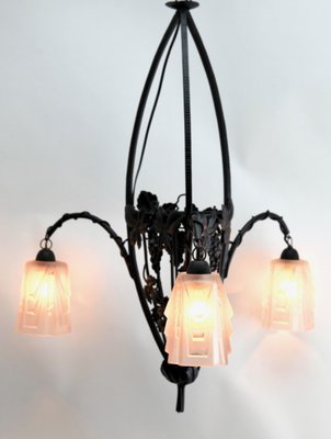 Art Nouveau Chandelier from Muller Frères Luneville, 1900s-MJY-1148894