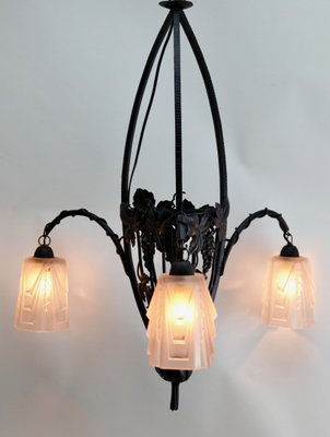 Art Nouveau Chandelier from Muller Frères Luneville, 1900s-MJY-1148894