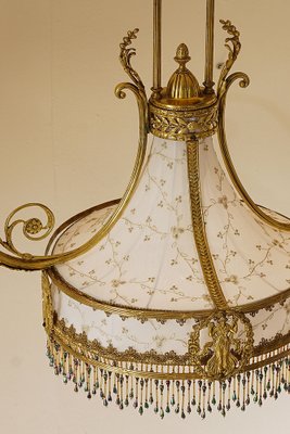 Art Nouveau Chandelier in 5-Light Golden Brass, 1890s-QES-1740839