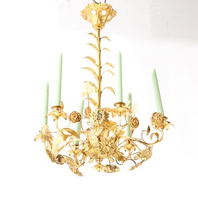 Art Nouveau Chandelier in Gilt Brass, 1900s-MY-1725171