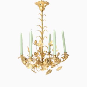 Art Nouveau Chandelier in Gilt Brass, 1900s-MY-1725171