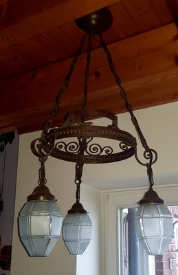 Art Nouveau Chandelier with Curved Iron Frame-QDP-1716514