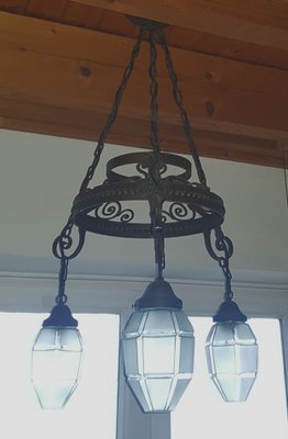 Art Nouveau Chandelier with Curved Iron Frame-QDP-1716514