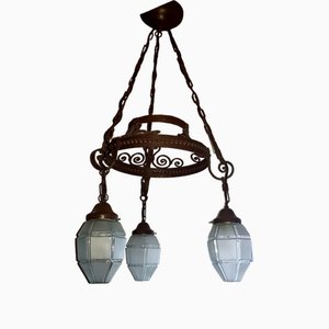 Art Nouveau Chandelier with Curved Iron Frame-QDP-1716514