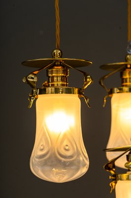 Art Nouveau Chandelier with Opaline Glass Shades, Vienna, 1910-SPD-1397580