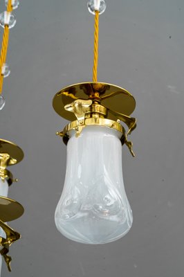 Art Nouveau Chandelier with Opaline Glass Shades, Vienna, 1910-SPD-1397580