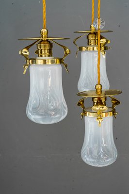 Art Nouveau Chandelier with Opaline Glass Shades, Vienna, 1910-SPD-1397580