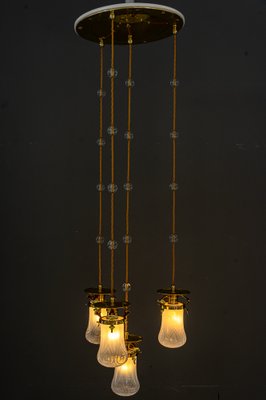 Art Nouveau Chandelier with Opaline Glass Shades, Vienna, 1910-SPD-1397580