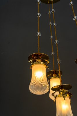 Art Nouveau Chandelier with Opaline Glass Shades, Vienna, 1910-SPD-1397580