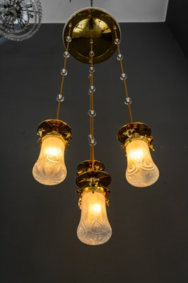 Art Nouveau Chandelier with Opaline Glass Shades, Vienna, 1910-SPD-1397580