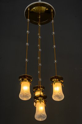 Art Nouveau Chandelier with Opaline Glass Shades, Vienna, 1910-SPD-1397580