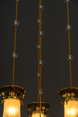 Art Nouveau Chandelier with Opaline Glass Shades, Vienna, 1910-SPD-1397580