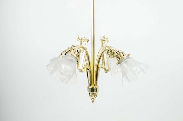 Art Nouveau Chandelier with Original Glass, 1908s-SPD-906116