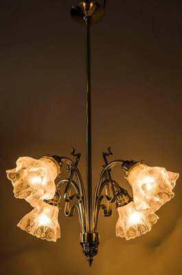 Art Nouveau Chandelier with Original Glass, 1908s-SPD-906116