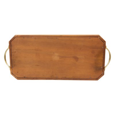 Art Nouveau Cherrywood & Brass Tray-WFJ-1070183