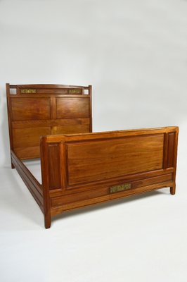 Art Nouveau Clematis Model Bed in Mahogany by Mathieu Gallerey, 1920s-XNH-1719444