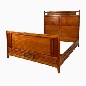 Art Nouveau Clematis Model Bed in Mahogany by Mathieu Gallerey, 1920s-XNH-1719444