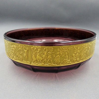 Art Nouveau Crystal Volkette Bowl with Gold Relief from Moser-WK-1015804