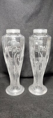 Art Nouveau Cut Glass Vases, Spain, 1930s, Set of 2-RGF-2021467