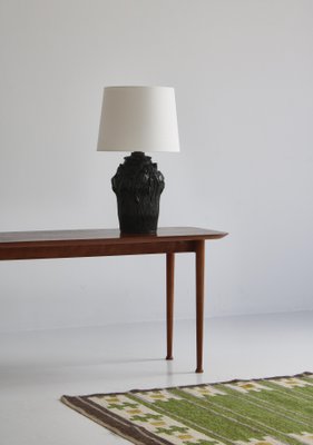 Art Nouveau Danish Table Lamp in Black Terracotta from L. Hjort, 1920-WRF-1263012