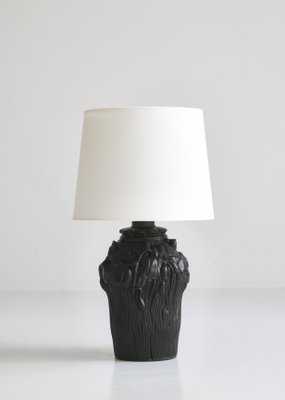 Art Nouveau Danish Table Lamp in Black Terracotta from L. Hjort, 1920-WRF-1263012