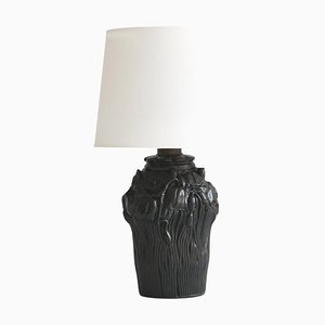 Art Nouveau Danish Table Lamp in Black Terracotta from L. Hjort, 1920-WRF-1263012