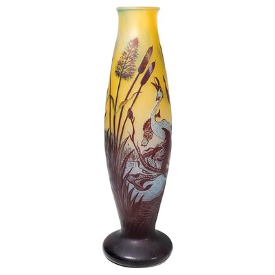 Art Nouveau Decorative Carved Glass Vase, Sweden, 1900s-UYK-1759784