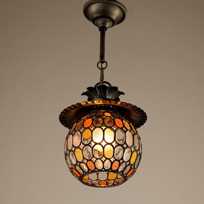 Art Nouveau Design Glass Mosaic Pendant Lamp, 1960s-QBR-2016128