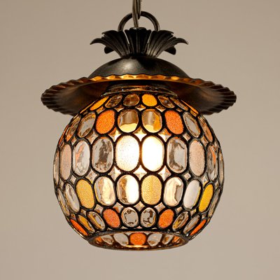 Art Nouveau Design Glass Mosaic Pendant Lamp, 1960s-QBR-2016128