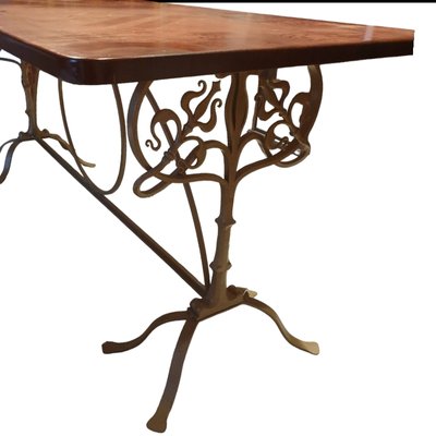 Art Nouveau Dining Table with Wrought Iron Legs-TCS-1756774