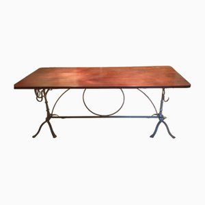 Art Nouveau Dining Table with Wrought Iron Legs-TCS-1756774