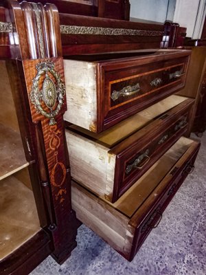 Art Nouveau Dresser with Mirror, Inlays, Brass & Pink Marble, Italy-RAQ-1175720