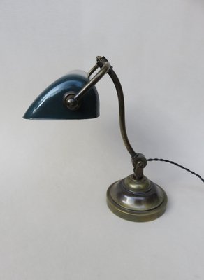 Art Nouveau Enameled Brass Banker's Lamp-EY-935766