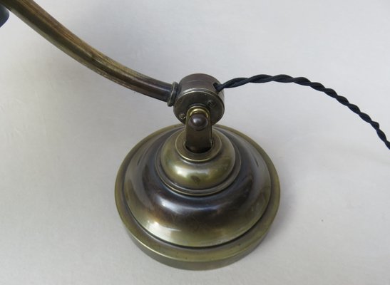 Art Nouveau Enameled Brass Banker's Lamp-EY-935766