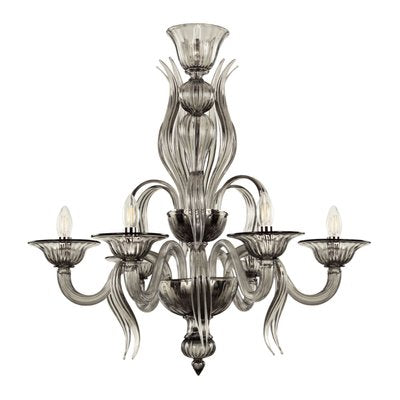 Art Nouveau Fauve Chandelier in Gray Blown Murano Glass from Barovier & Toso, 1920s-MPO-985311