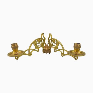 Art Nouveau French Brass and Bronze Twin Arm Wall Candle Sconce, 1920s-KEG-1719689