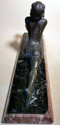 Art Nouveau French Bronze Young Dancer with Marble Base-QRS-1123561