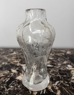 Art Nouveau French Glass Vase with Iris and Lacusted Decoration, 1890s-RIU-1420992