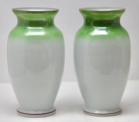 Art Nouveau French Handmade Opaline Vases, 1923, Set of 2-MJY-1428345