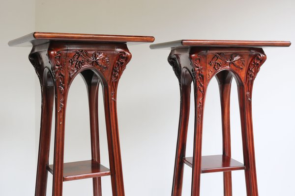 Art Nouveau French Plant Stand Pedestals by Louis Majorelle, 1907, Set of 2-WIP-1729979