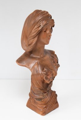 Art Nouveau French Plaster Bust of a Young Woman, 1890s-1910s-JWI-2032050