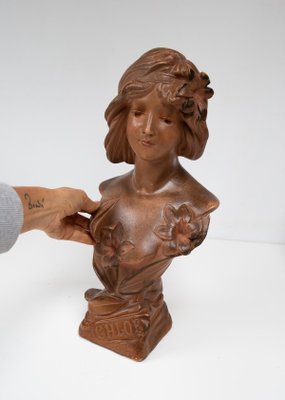 Art Nouveau French Plaster Bust of a Young Woman, 1890s-1910s-JWI-2032050